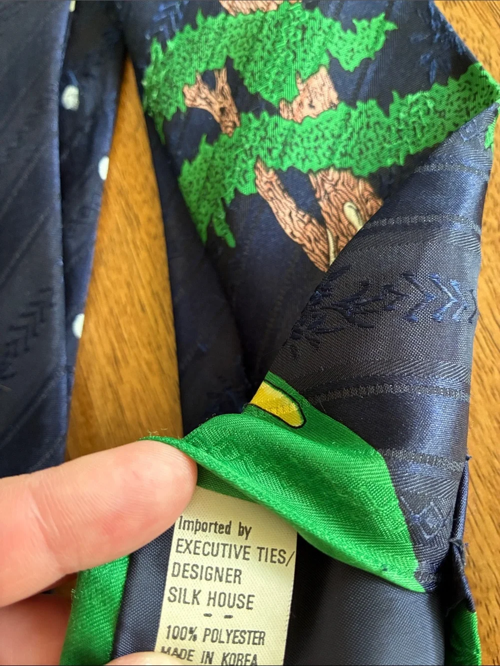 Vintage YES Golf Necktie Novelty Golfer Tree Golf Clubs Navy Blue Tie Korea